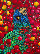   Jean-Baptiste silk painting of a parrot