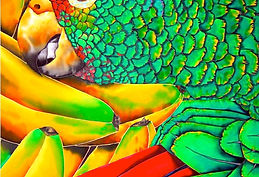   Jean-Baptiste silk painting of a parrot