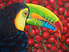  Jean-Baptiste silk painting of a  toucan