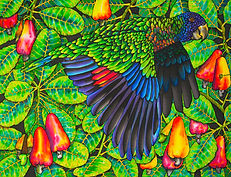   Jean-Baptiste silk painting of a parrot