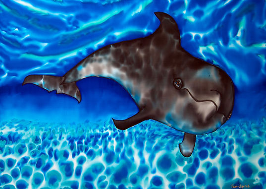 Jean-Baptiste silk painting of a dolphin
