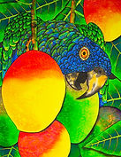   Jean-Baptiste silk painting of a parrot