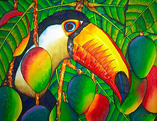  Jean-Baptiste silk painting of a  toucan