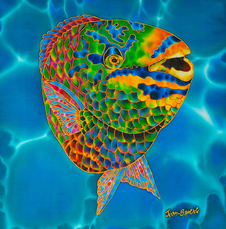Jean-Baptiste Silk Painting of a parrotfish