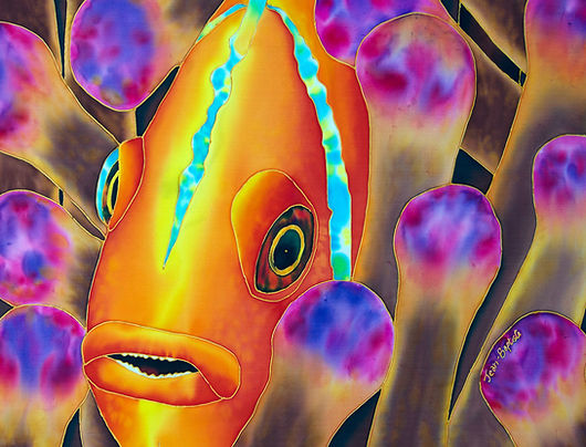 Jean-Baptiste Silk Painting of a clownfish