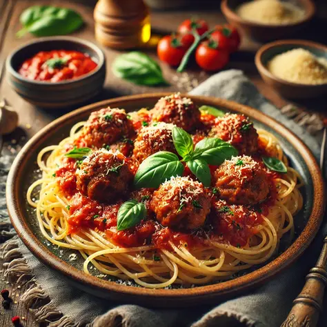 Homemade Meatballs with Einkorn Spaghetti