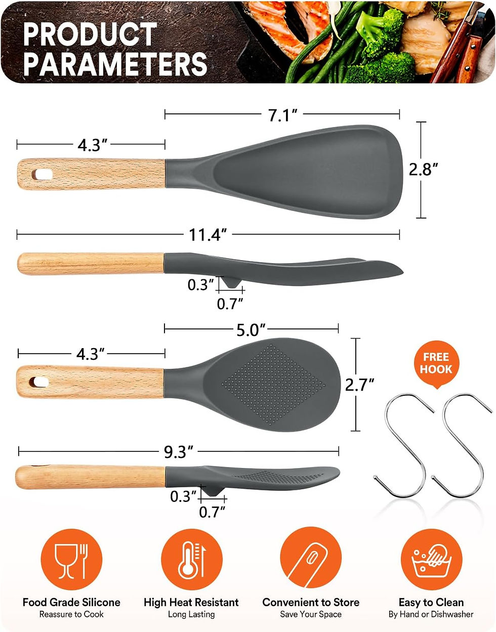 Thumbnail: Cooking Spoon and Rice Scooper for Nonstick Cookwares, Great for Cooking and Ser