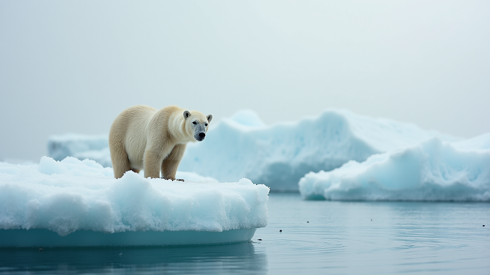 Close-up view of polar bear on ice floe in Arctic