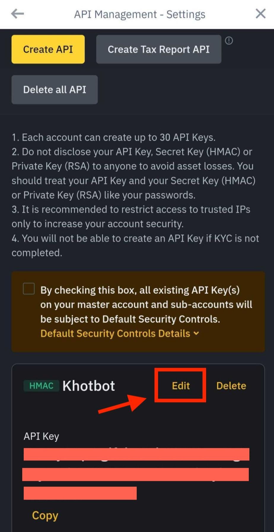 ขั้นตอนที่8 Connect Binance API กับ Khotnot