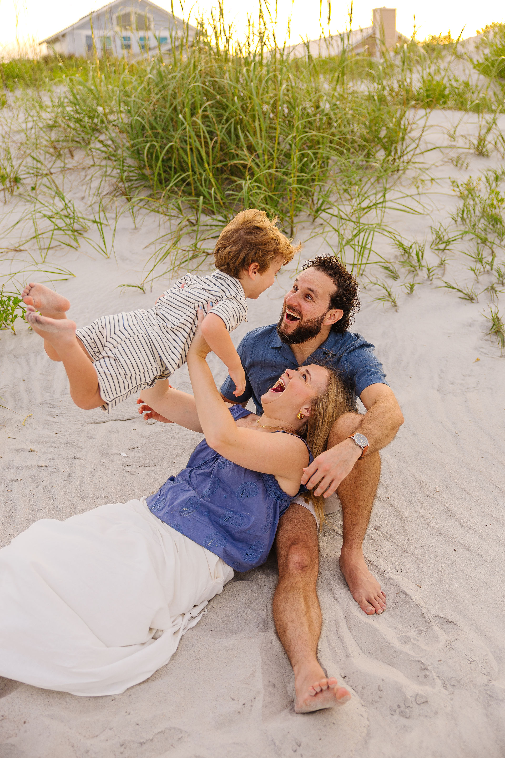 Family photoshoot on st. augustine beach at sunset 