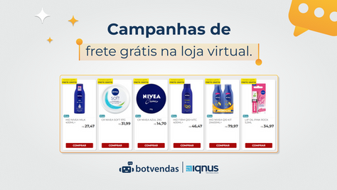 Campanha de frete grátis na loja virtual.