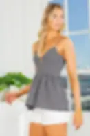 Smocked Back Gingham Peplum USA Made Top