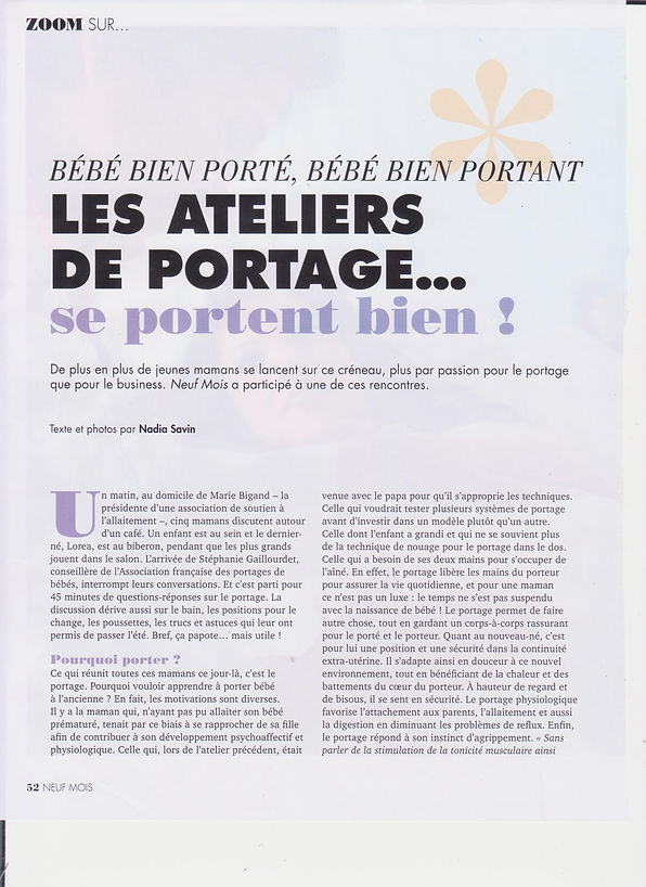 Article de presse magasine Neuf mois p1