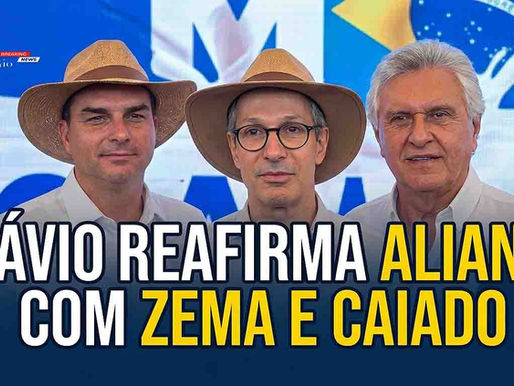 Flavio Bolsonaro reafirma aliança com Zema e Caiado em BH