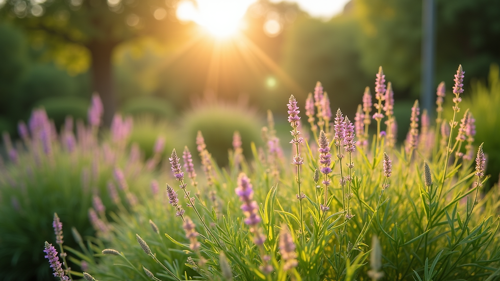 Vue panoramique d’un jardin d’herbes aromatiques au soleil