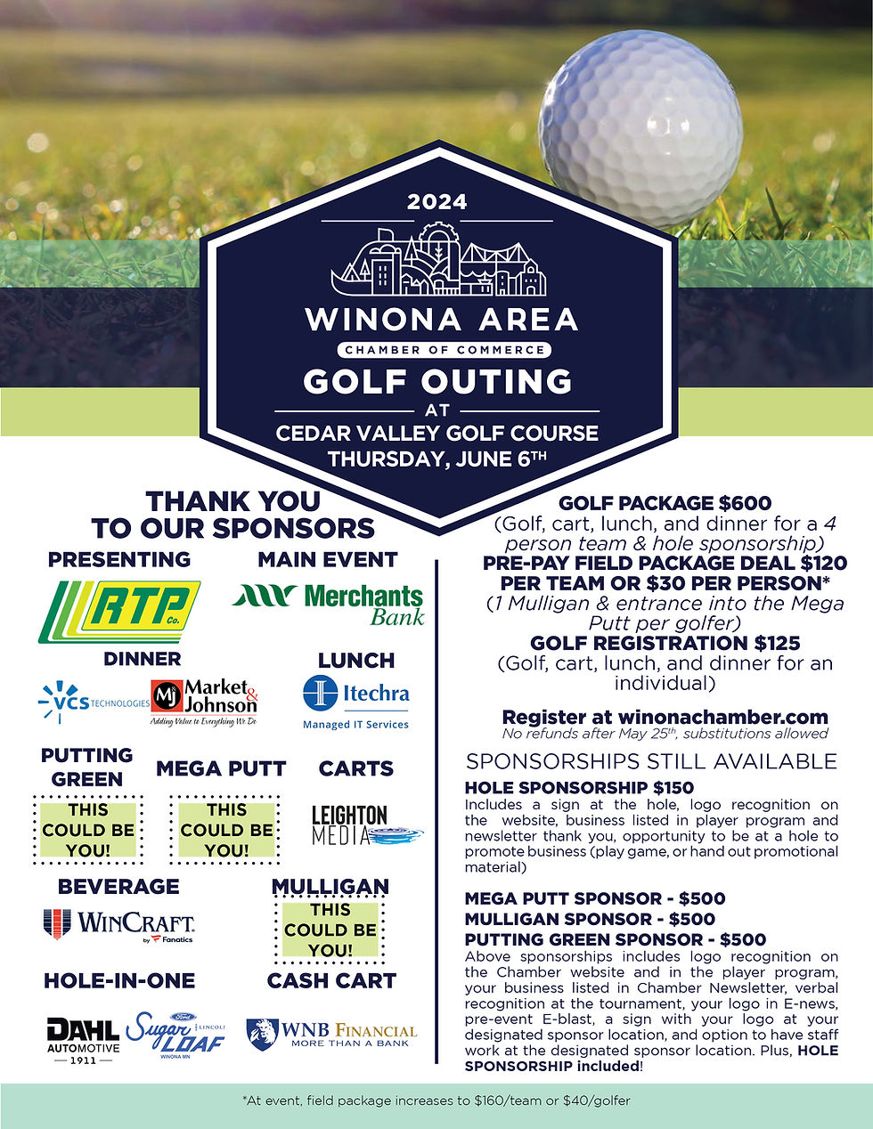Swing Into Success Join the Winona Chamber's 25th Annual Golf Classic!