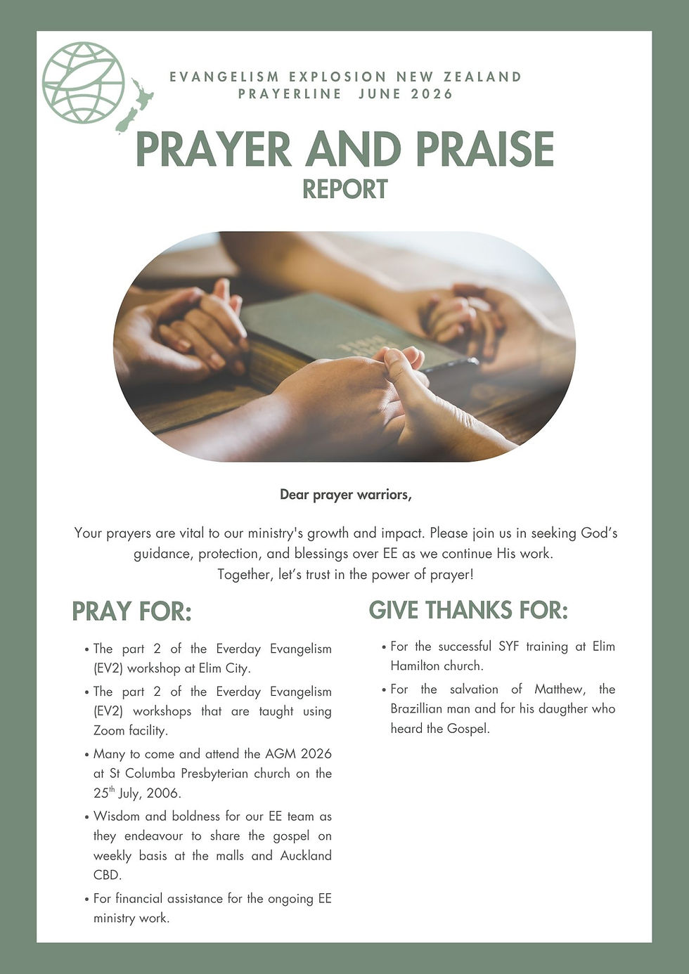 Prayer Line June - Prayer and Praise