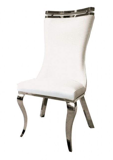 Furniture of America Palazzo 2-PC Dining Chairs with White Leatherette