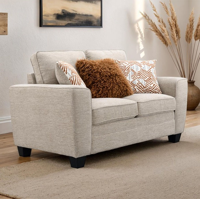 Furniture of America Enea 63" Loveseat with Chenille Upholstery in Taupe