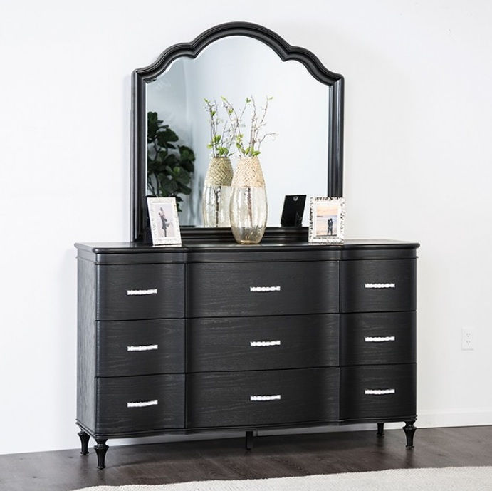 Furniture of America Melodi Parc 62" Dresser with Solid Wood in Black