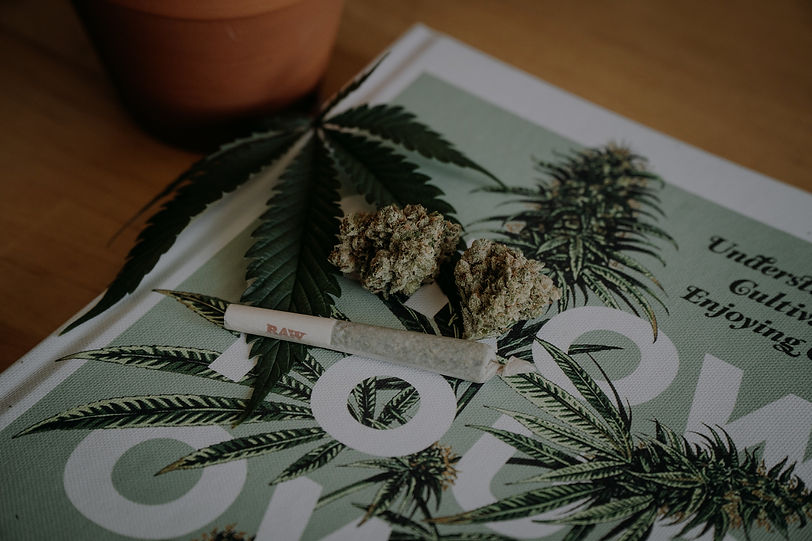 Flower on a table with a joint