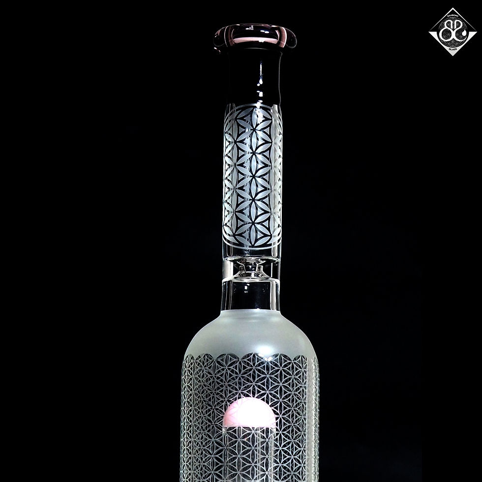Thumbnail: บ้องแก้ว | 16Inches  Honeycomb & Matrix Perc Sandblasted  Stemless Bong