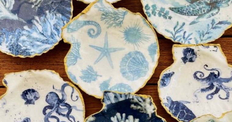 Thumbnail: Pretty Little Things:  Decoupage Oyster and Scallop Shells