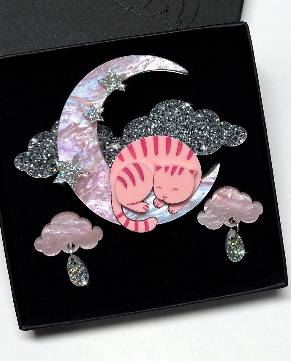 pink brooch pink cat cat lovers handmade cat lasercut brooch