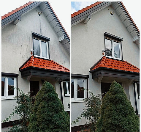 Elewacja przed i po myciu ciśnieniowym