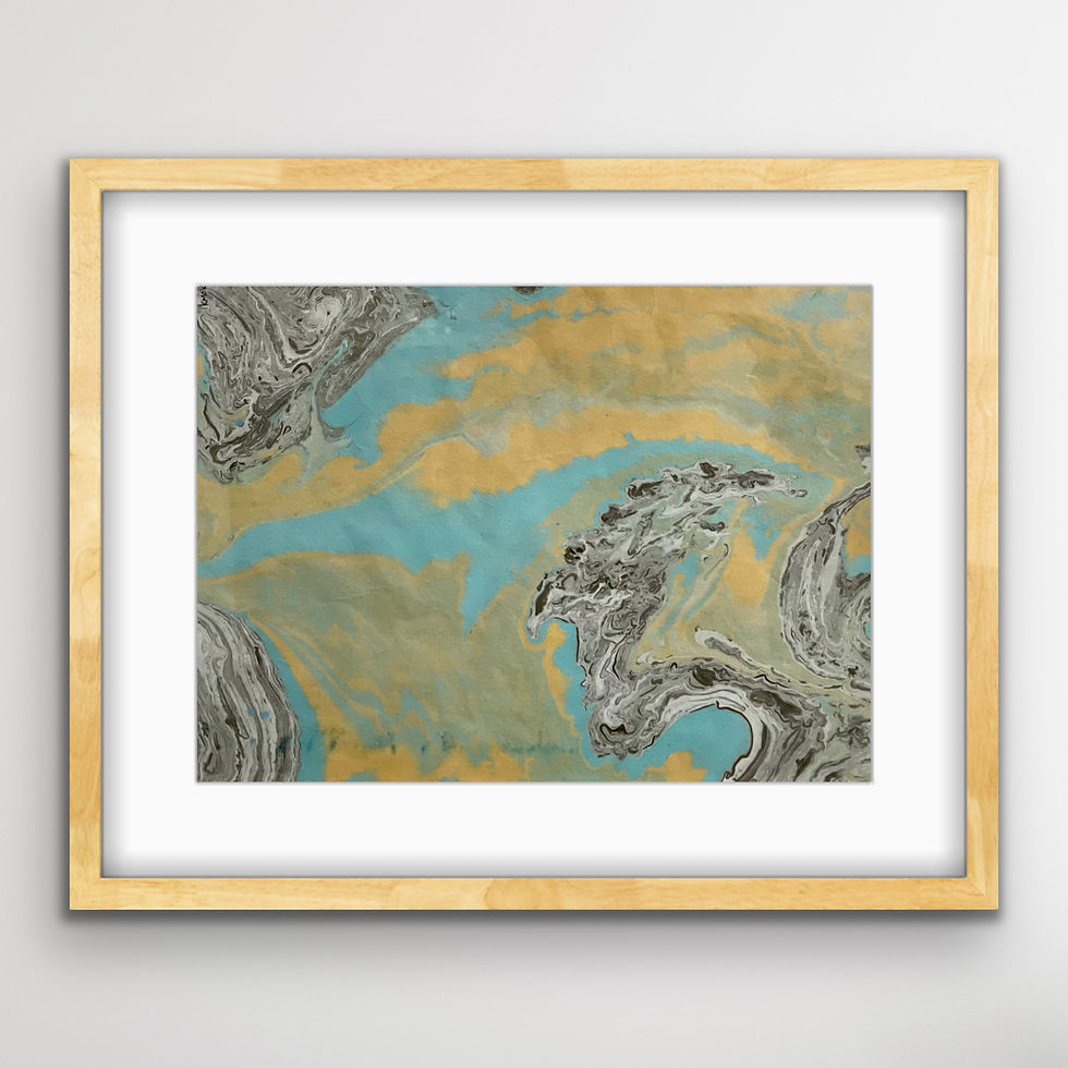 Thumbnail: Rising Tide I  Japanese Marbling, Ink on Paper I Oak Frame
