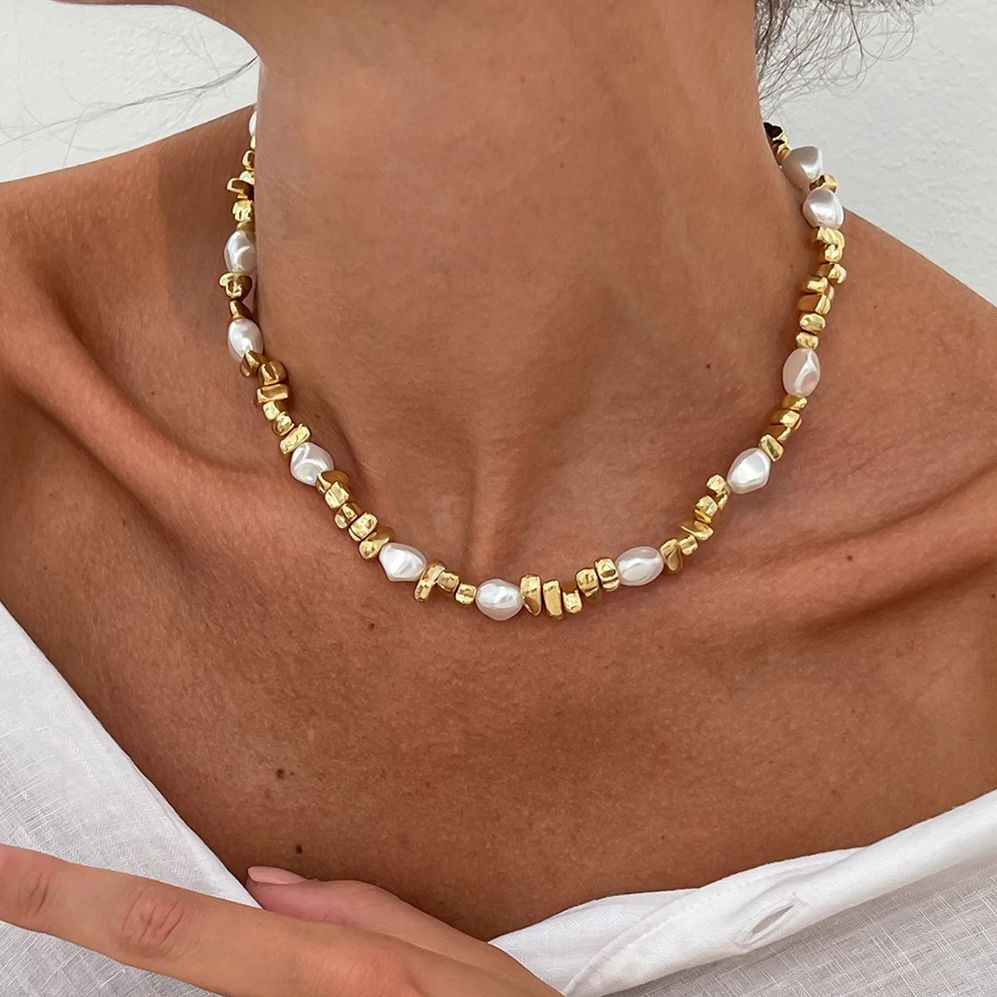 Baroque Pearl & Gold Nugget Necklace
