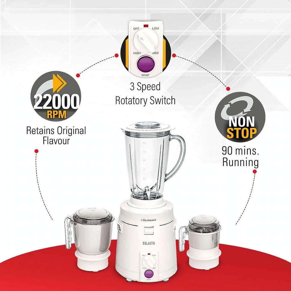 Thumbnail: Sujatha 900W 3 Jar Mixer Grinder - Super Mix