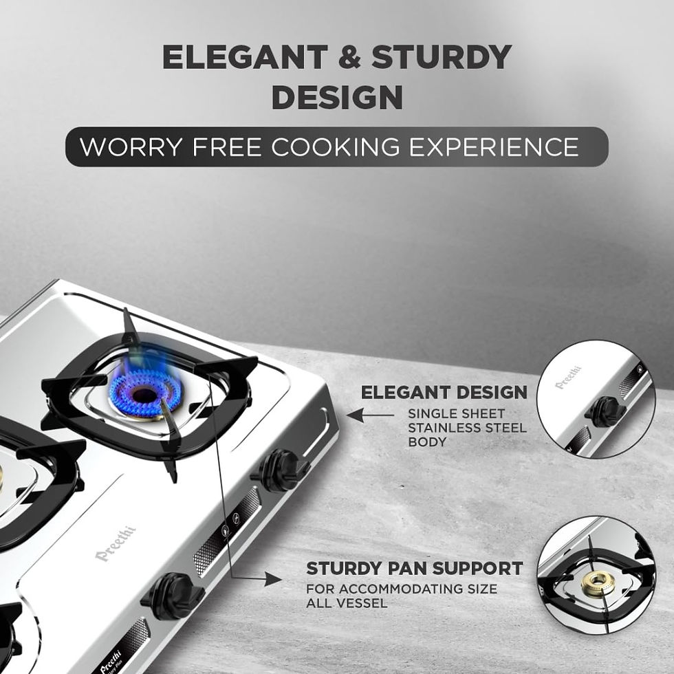 Thumbnail: Preethi 3 Burner Stainless Steel  Gas Stove -Glory Plus