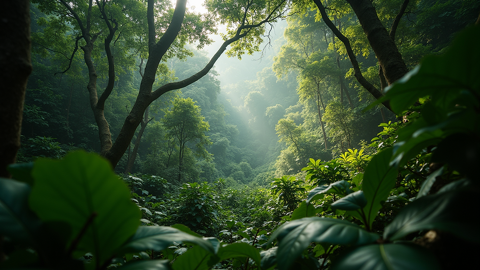 Wide angle view of the dense foliage of the Amazon Rainforest