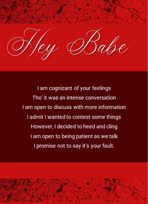 Thumbnail: Red Hey Babe Card front