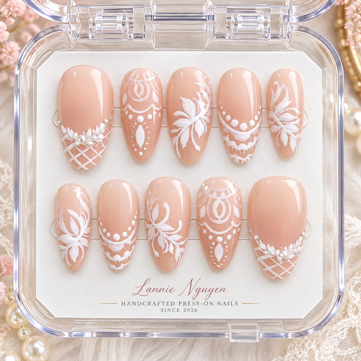 Garden Lace | Handcrafted Floral & Lace Press-On Nails