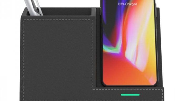 מעמד שולחני דגם  Classic charge עם מטען לנייד  דמוי עור