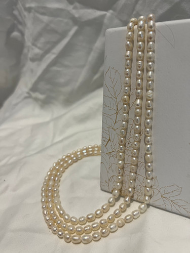 4-8 mm AAA Rice Triple Strand Necklace | Pemmy