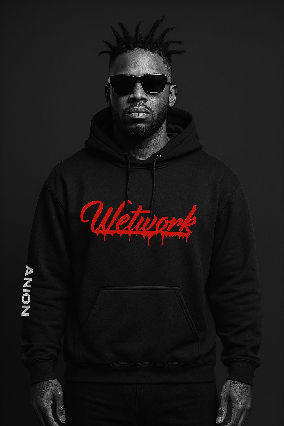 Anion Wetwork Collection Luxury Hoodie Black/Red Letters