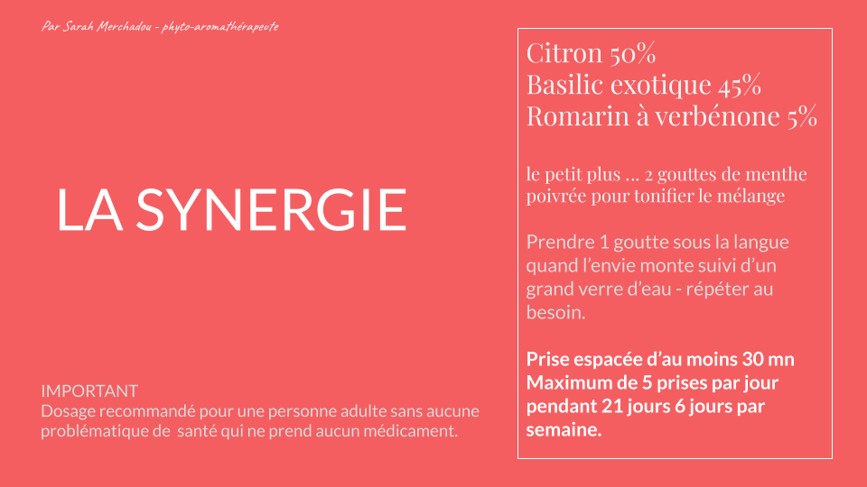 Synergie Basilic exotique, citron et romarin à verbénone, doosage et posologie