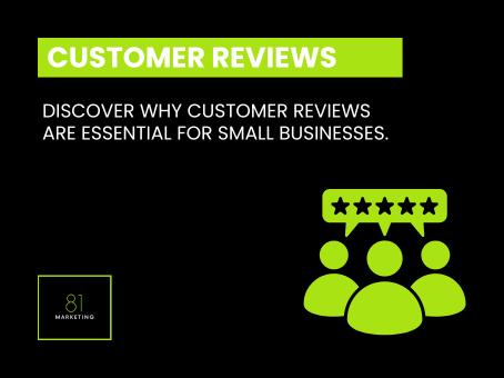 A black, green and white infographic with a peope and star graphic to represent customer reviews