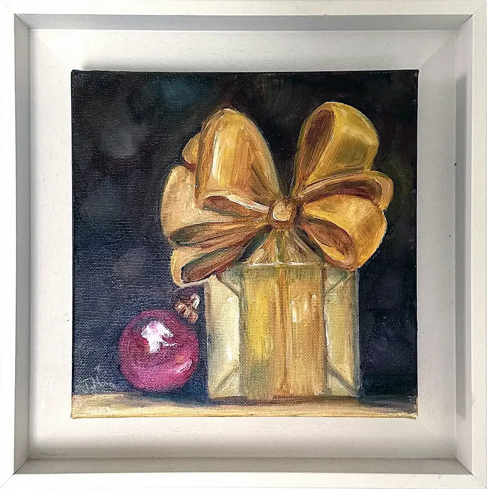 A Fine Art Giclee Print of an Original "Christmas Present" Oil Painting