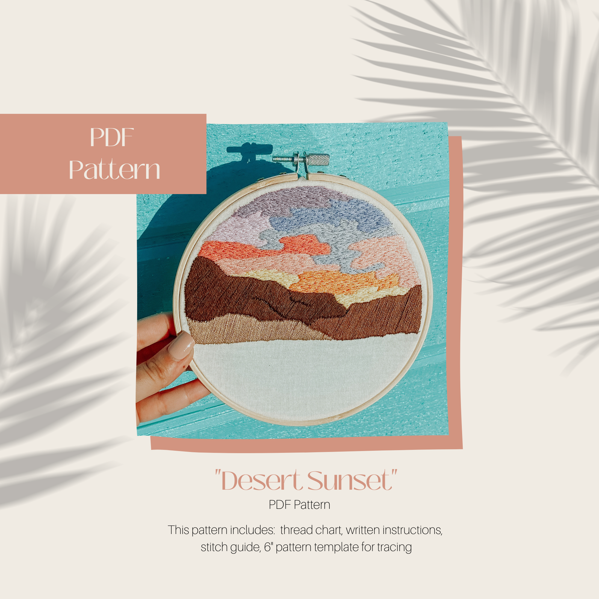 Desert Sunset Embroidery Pattern