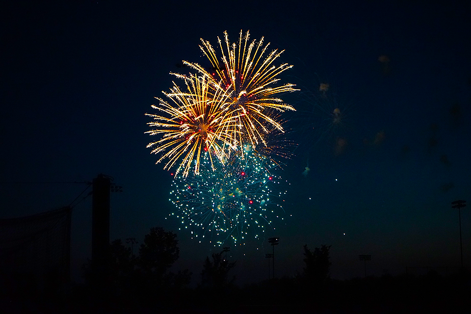 Yellow and Blue Fireworks