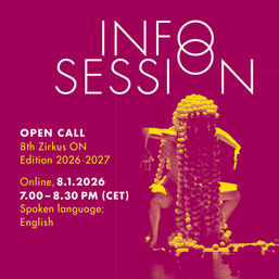 Grafik mit Titel "Info Session" und mit dem Bild eines Performers