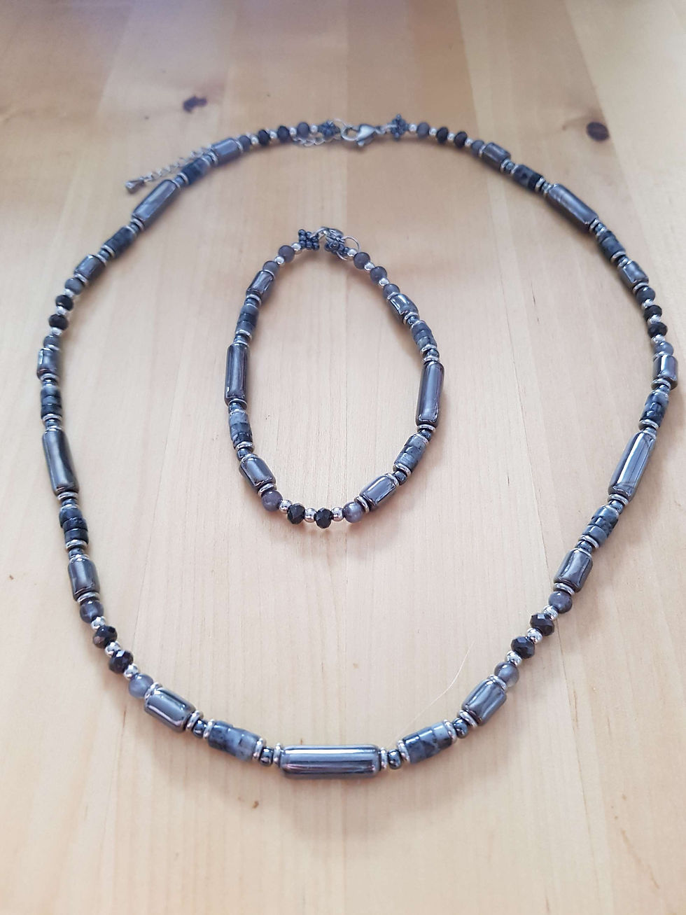 Miniaturbild: Armband Keramikperlen dunkelgrau