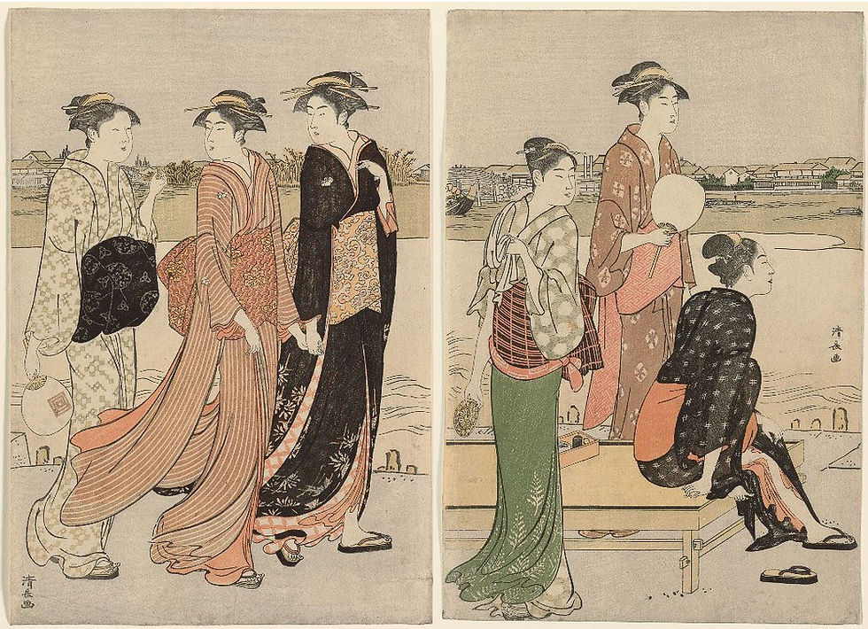 Summer Twilight on the Banks of the Sumida River. Torii Kiyonaga c 1784. Art Institute of Chicago Public Domain