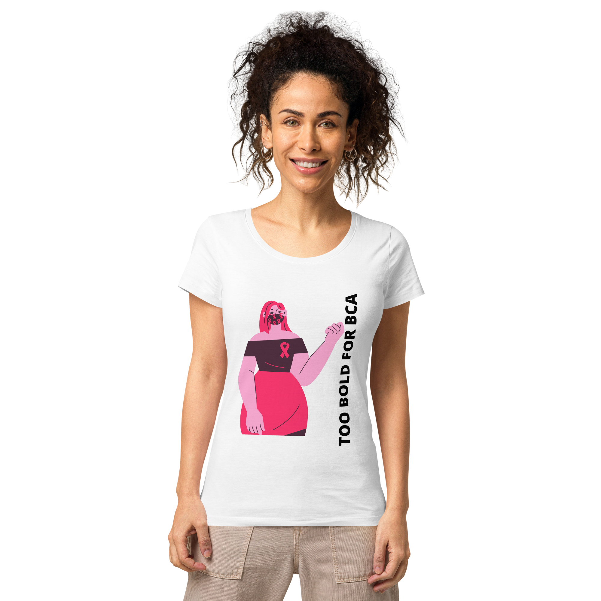 Women’s basic organic t-shirt - Too Bold For BCA - Harsha Prints