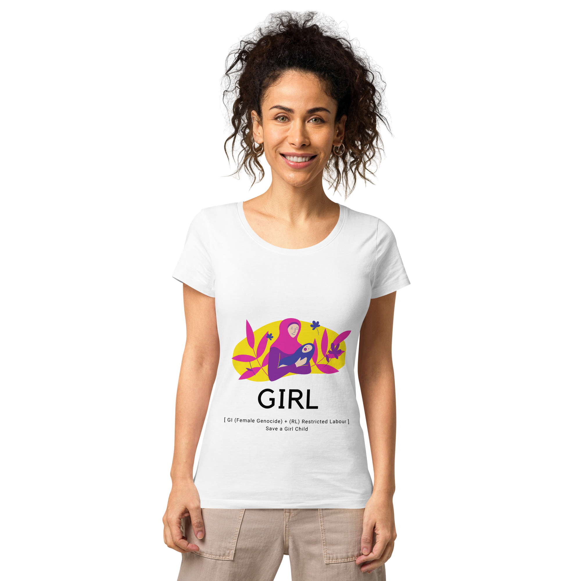 Women’s basic organic t-shirt - Save Girl Child - Harsha Prints