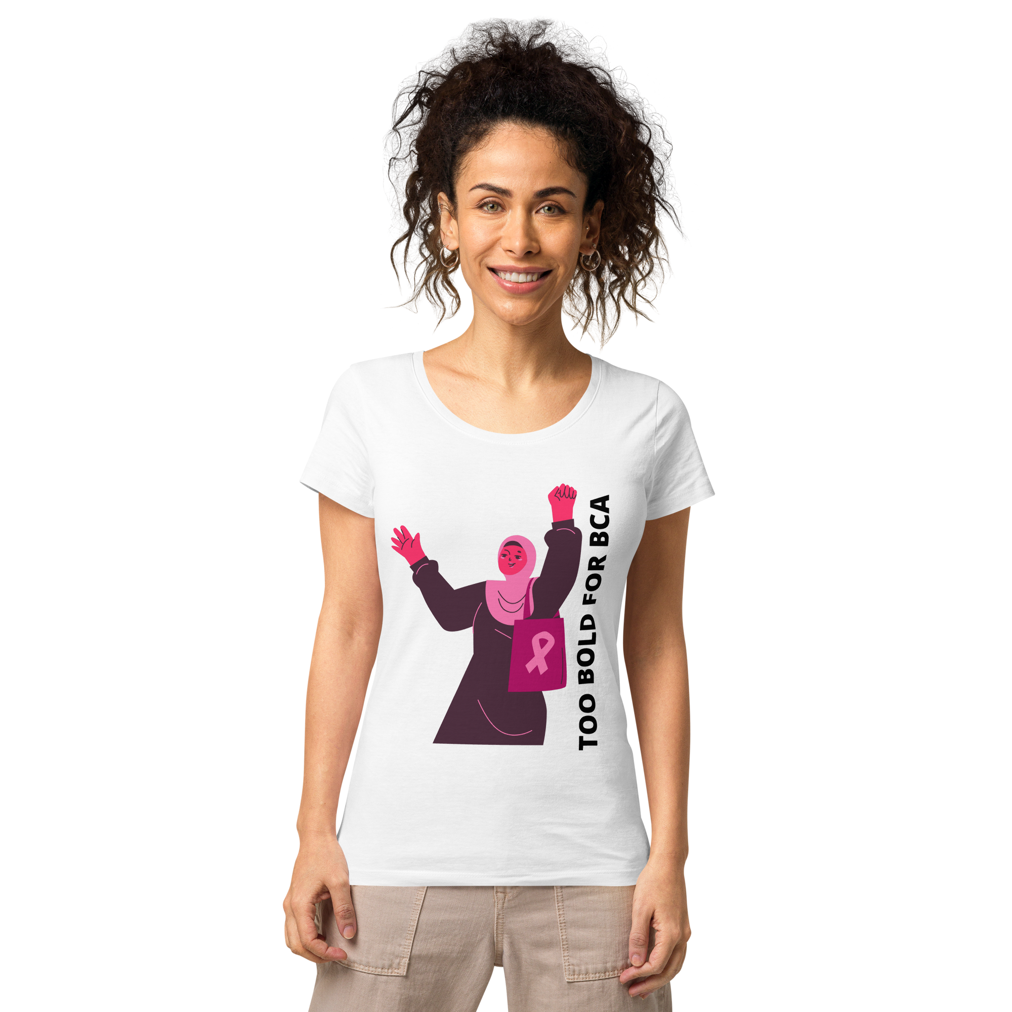 Women’s basic organic t-shirt - Too Bold For BCA - Harsha Prints